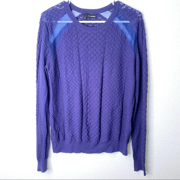 The Kooples Textured Knitted Crew Neck Sweater Navy - Picture 3 of 7